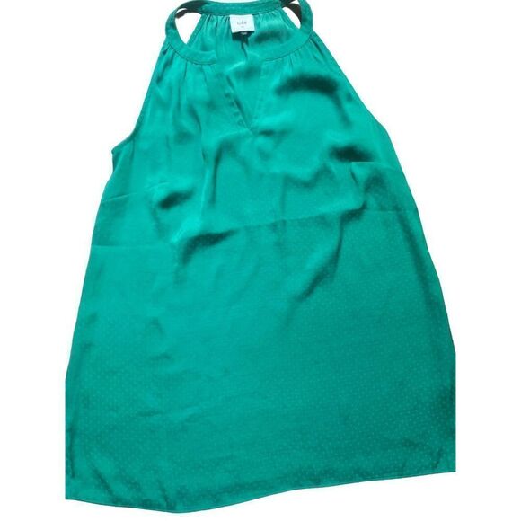 CAbi Green Lush Polka Swiss Dot Sleeveless Blouse Halter Top XS emerald - Picture 8 of 10